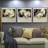 客厅三联装饰画沙发背景墙画冷水瓷花卉现代简约卧室立体浮雕挂画