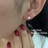 韩国正品代购14K黄金耳圈耳环耳扣 顶级瑞士钻锆石 超闪气质爆款