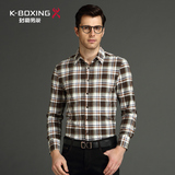 K-boxing/劲霸正品秋冬款时尚休闲衬衫长袖青年格子衬衣|FCCY4102