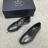 香港代购普拉达Prada/商务休闲日常圆头系带英伦复古时尚男士皮鞋