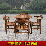 碳化实木桌折叠桌户外桌椅组合餐桌餐椅火烧木庭院便携式防腐桌椅