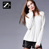 ZK2016春装新款宽松毛衣中长款纯色长袖套头上衣修身显瘦针织衫女
