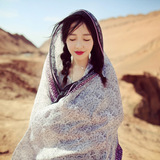 秋冬季中国风复古旅游尼泊尔云南丽江大长巾女士棉质丝巾围巾披肩