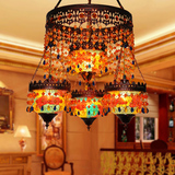 波西米亚地中海彩色玻璃吊灯楼梯灯 东南亚风情咖啡厅灯饰餐厅灯