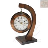欧式实木台式双面钟中式简约卧室桌面台钟复古仿古双面座钟