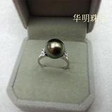 天然大溪地黑色海水珍珠戒指s925银可调节  特价促销  批发价