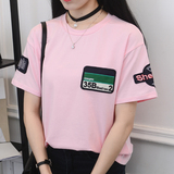 青少年2016夏装新款少女韩版宽松短袖T恤衫 初中高中学生休闲上衣