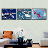 欧美卡通电影海报装饰画现代客厅简约画儿童房挂画飞机清新有框画