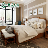 林氏木业乡村美式床双人床1.8米小户型板式床软靠婚床家具BN3A