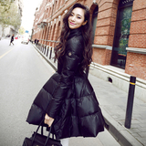 2015冬装新款 韩版女外套修身显瘦长袖加厚中长款A字大摆棉羽绒服