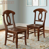 美式全实木餐椅书桌椅 美式乡村白蜡木实木单人椅 现代简约休闲椅