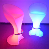 彩色鸡尾酒桌LED发光高脚凳椅子圆形LED创意遥控吧台椅 发光桌椅