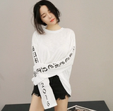韩国代购直邮进口官网正品女装Sumgirl宽松克罗心字母体薄款T恤