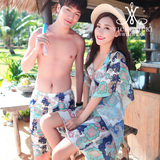 韩国明星同款性感温泉游泳衣女情侣比基尼三件套小胸泳装沙滩裤男