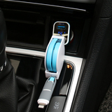 英才星汽车车载充电器双USB监测电瓶电压多功能车充一拖二点烟器