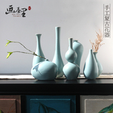 景德镇创意陶瓷手工小花瓶家居客厅摆件地中海小花插简约复古花器