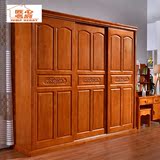 卧室家具推拉门整体衣柜橡木现代简约实木质板式三门四门移门