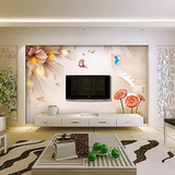 欧式3D墙纸浮雕卧室客厅餐厅电视背景无缝大型壁画影视墙壁纸花卉