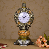 欧式复古创意家居装饰时钟 客厅卧室书房座钟非闹钟 树脂钟表台钟