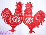 剪纸装饰画 公鸡 剪纸定做窗花 十二生肖玻璃贴中国风特色工艺品