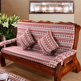 红实木沙发垫加厚实木质沙发坐垫带靠背连体垫高密海绵外套可脱卸