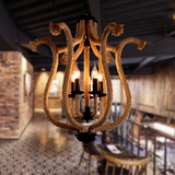 麻绳吊灯北欧美式乡村loft工业风艺术复古创意咖啡餐厅服装店吊灯