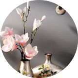 梦之花园 扁型餐桌手绘陶瓷花瓶摆件 新中式后现代家居装饰工艺品