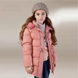 安奈儿女童装冬装带帽中长款中厚羽绒服外套大衣AG445492特价