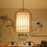 现代新中式创意个性鸟笼吊灯餐厅吧台铁艺单头过道灯具圆形餐吊灯