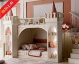 欧式实木儿童上下铺床纯松木公主城堡床城堡房梯柜床定制