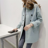 2015冬装新款韩版显瘦茧型毛呢外套中长款宽松大码羊毛呢子大衣女