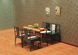 美式复古铁艺彩色餐桌椅实木书桌会议办公咖啡桌餐厅餐桌椅组合