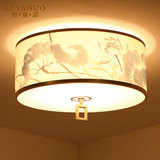 新中式吊灯圆形客厅灯复古吸顶房间灯布艺具卧室书房餐厅灯88227