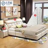 布艺床可拆洗双人床小户型简约储物气动软床现代布床婚床1.51.8米