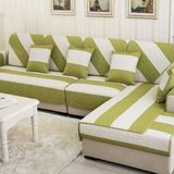 亚麻组合套装沙发垫绿防滑欧式布艺四季棉麻坐垫实木简约现代垫子