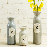 欧式家居装饰品陶瓷冰裂纹字母小花瓶 客厅书桌小花瓶装饰摆件
