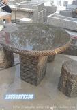 石头桌凳青石桌子凳子石雕条纹茶餐桌圆形方形仿古石桌石墩凳摆件