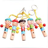 儿童卡通木质制口哨挂坠项链钥匙扣 可爱哨子玩具 户外求生口哨