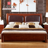光明家具 1.8米双人床箱体床 进口水曲柳实木床 现代中式木床
