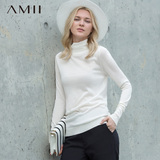Amii[极简主义]2016秋冬季百搭纯色修身套头薄款针织高领毛衣女