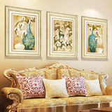 富贵发财鹿  现代美式欧式沙发背景墙画壁画挂画三联客厅装饰画