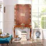 法式新古典白榉木家具 咖啡色金箔雕花高柜/衣柜