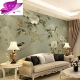 墙纸壁画 中式精致工笔花鸟影视墙背景墙壁纸墙纸 复古 美式