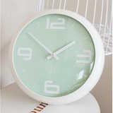 韩国正品代购 绿色简约数字挂钟 时尚创意钟表 静音卧室壁钟