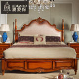 丽蒙保美式家具实木柱子1.8米双人床高档布艺床欧式卧室软包床J6