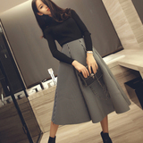 2015秋季新款韩版小香风毛衣太空棉蓬蓬裙长袖显瘦两件套连衣裙女