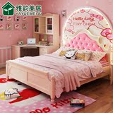 韩式公主床实木床粉色女孩床欧式双人床高箱床1.5 1.8米卧室家具