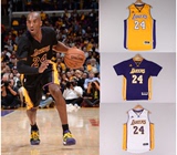香港代购NBA湖人队球衣科比24号黄色白色黑色紫色短袖男女篮球服