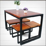 田园定做旧实木长方形铁艺桌椅组合办公室会议桌学习桌吃饭桌长桌