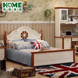 地中海儿童床 实木床1.5米双人床田园 美式乡村床高箱床卧室家具